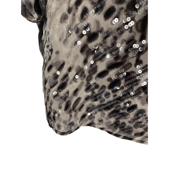 BCBGMAXAZRIA BLACK COMBO CHIFFON SEQUIN TOP Blouse SIZE Medium EUC - Picture 6 of 7